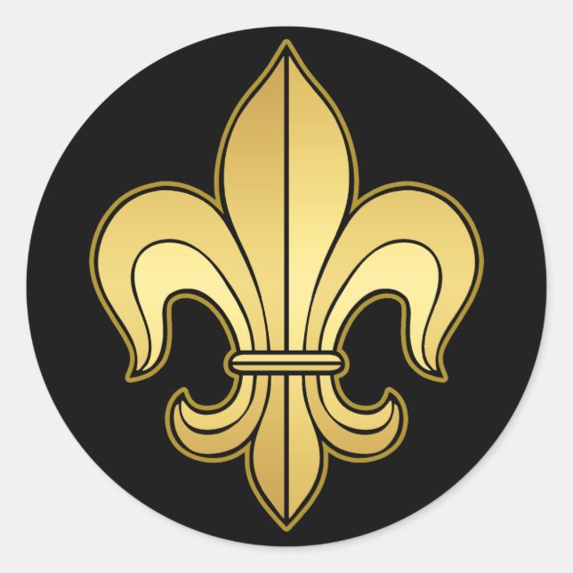 Gold Fleur de lis Classic Round Sticker (Front)