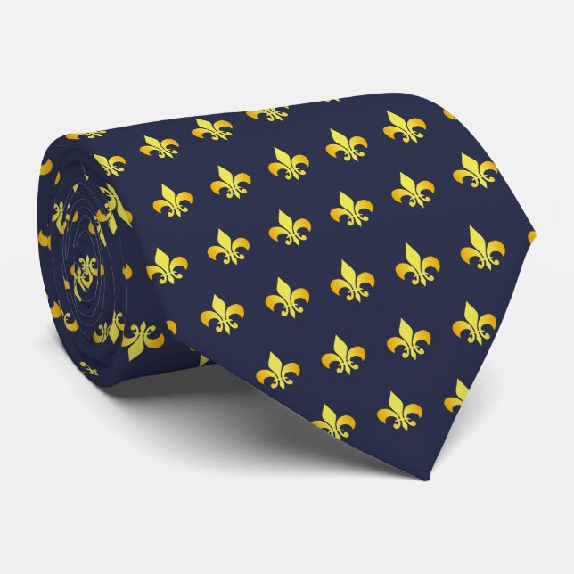 Gold Fleur De Lis - customise background colour Tie (Rolled)