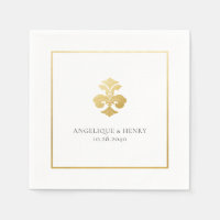 Gold Fleur de Lis Damask Personalised Wedding