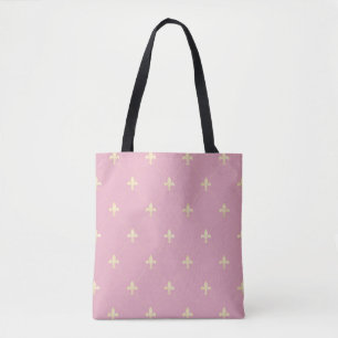 Gold Fleur-de-Lis Dusky Pink Tote Bag