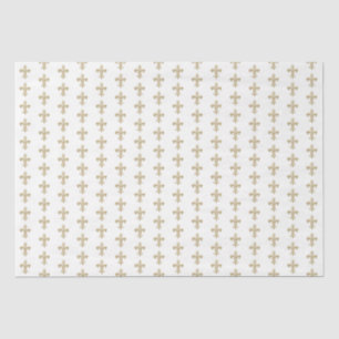 Gold Fleur de Lis French Heraldic Pattern Vintage Tissue Paper