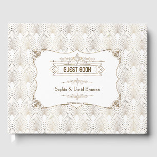 Gold Fleur-de-lis Great Gatsby 20s Style Wedding Guest Book
