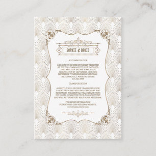 Gold Fleur-de-lis Great Gatsby 20s Wedding Details Enclosure Card