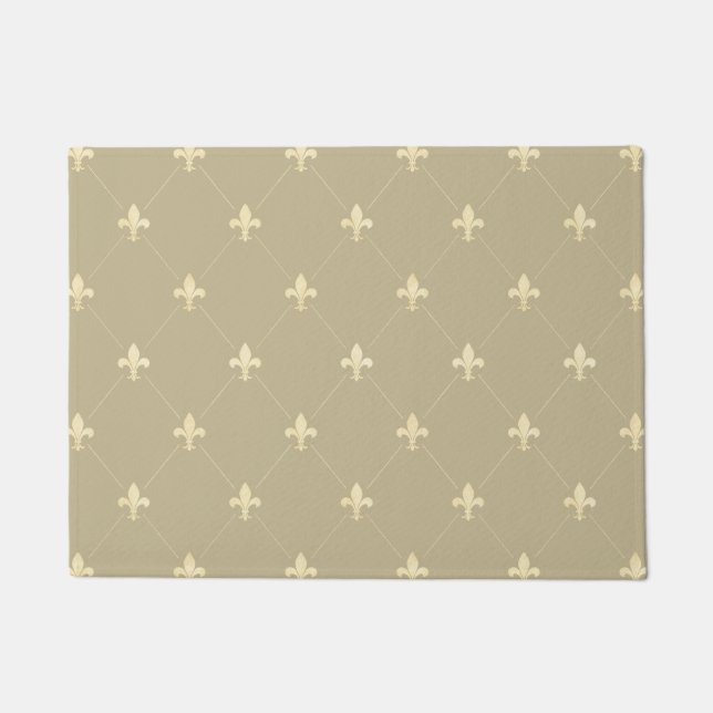 Gold Fleur-de-Lis Light Brown 18x24 Doormat (Front)