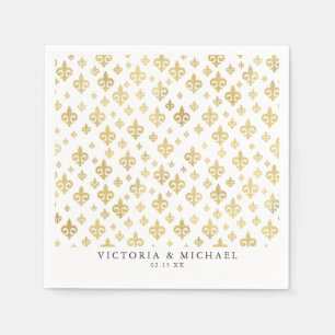 Gold Fleur-de-lis Mardi Gras Personalised Napkin