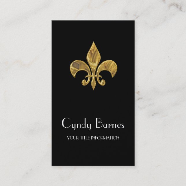 Gold Fleur de  Lis on Any Colour Background Business Card (Front)