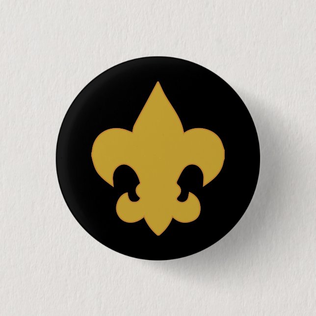 Gold Fleur De Lis on Black 3 Cm Round Badge (Front)