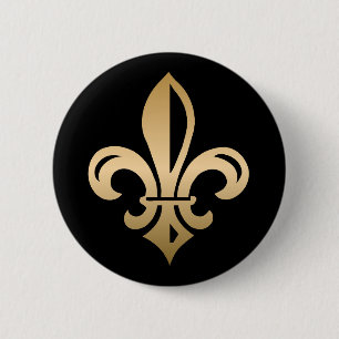 Gold Fleur de Lis on Black 6 Cm Round Badge