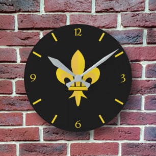 Gold Fleur de Lis on Black Clock