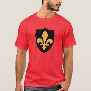 Gold Fleur De Lis on Black Shield T-Shirt