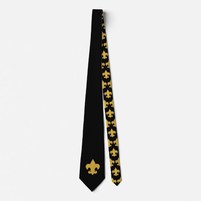 Gold Fleur De Lis on Black Tie (Front)