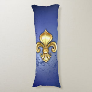 Gold Fleur de Lis on Blue Body Cushion