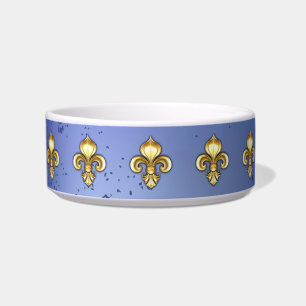Gold Fleur de Lis on Blue Bowl
