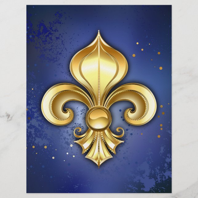 Gold Fleur de Lis on Blue Custom Letterhead (Front)