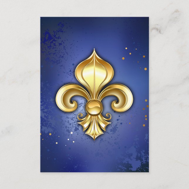 Gold Fleur de Lis on Blue Enclosure Card (Front)