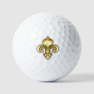 Gold Fleur de Lis on Blue Golf Balls