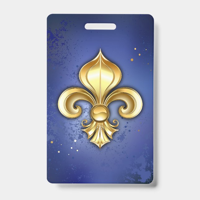 Gold Fleur de Lis on Blue ID Badge (Front)