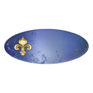 Gold Fleur de Lis on Blue Name Tag