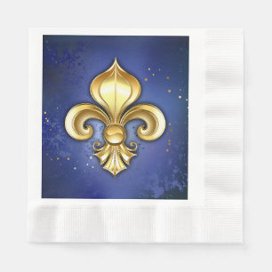 Gold Fleur de Lis on Blue Napkin