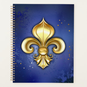 Gold Fleur de Lis on Blue Planner