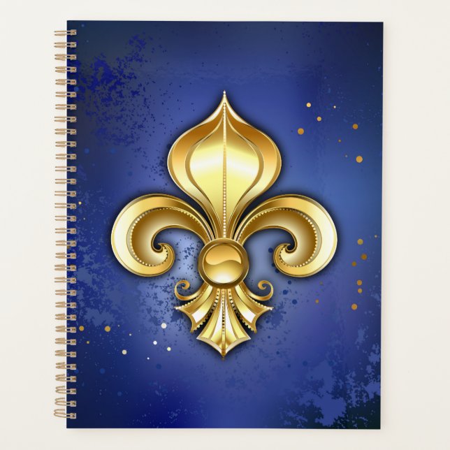 Gold Fleur de Lis on Blue Planner (Front)