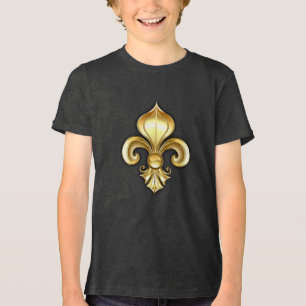 Gold Fleur de Lis on Blue Tri-Blend Shirt