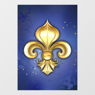 Gold Fleur de Lis on Blue Window Cling