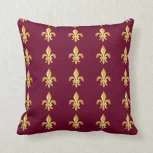 Gold Fleur-de-lis on burgundy Cushion