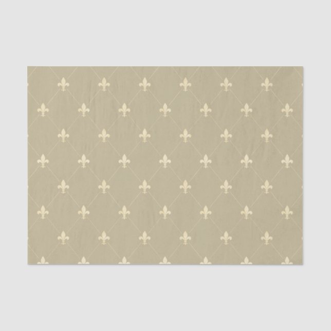 Gold Fleur-de-Lis on Light Brown Tissue Paper (Front)
