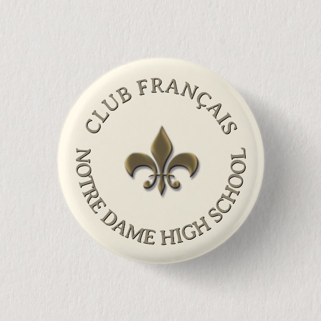 Gold Fleur de Lis Personalised French Club Pin     (Front)