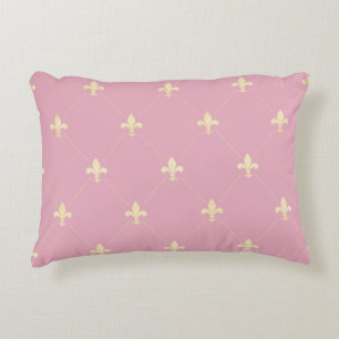 Gold Fleur-de-Lis Pink Decorative Cushion