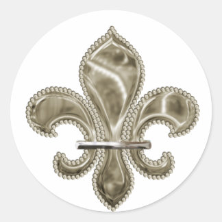 Gold Fleur de Lis Round Stickers