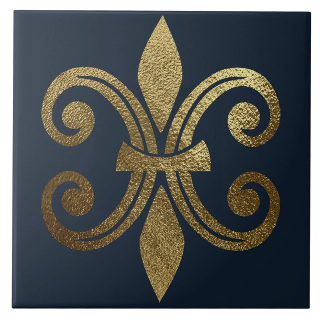 Gold Fleur de Lis Royal  Tile (Front)