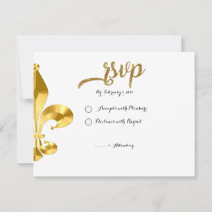 Gold Fleur de Lis RSVP Card