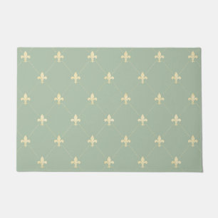 Gold Fleur-de-Lis Sage Doormat