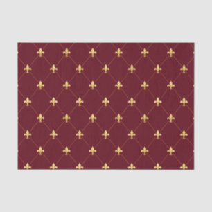 Gold Fleur-de-Lis Wine Red Tissue Paper