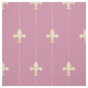 Gold Fleur-de-Lis with Pink (medium scale) Fabric