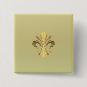 Gold fleur de lys 15 cm square badge