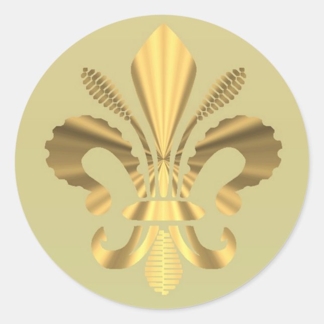 Gold fleur de lys classic round sticker (Front)