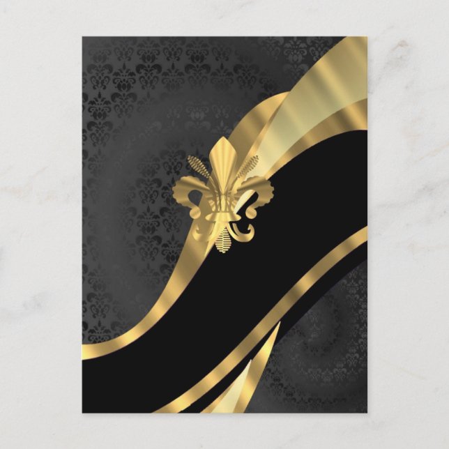 Gold fleur de lys on black postcard (Front)