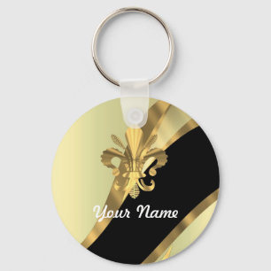 Gold fleur de lys personalised key ring