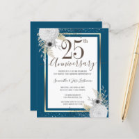 Gold Floral 25th Wedding Anniversary Paper Sheet