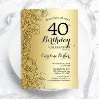 Gold Floral 40th Birthday Party