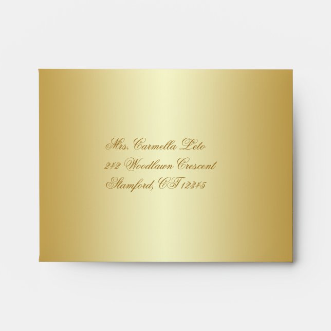 Gold Floral A2 Envelope for RSVP Card (Front)