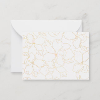 gold floral abstract line graphic on white card