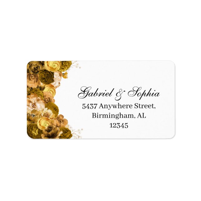 Gold Floral Address Label (Front)