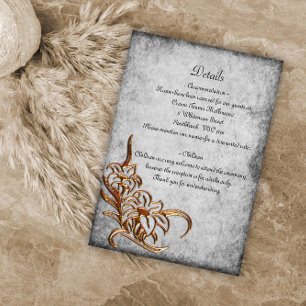 Gold Floral and Antique Parchment Rustic Wedding  Enclosure Card