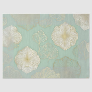 Gold Floral and Seafoam Green Decoupage Tissue Paper