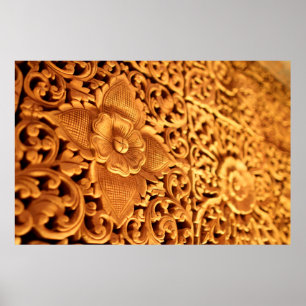 Gold floral antique art close up poster