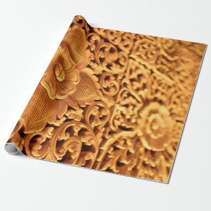 Gold floral antique art close up wrapping paper